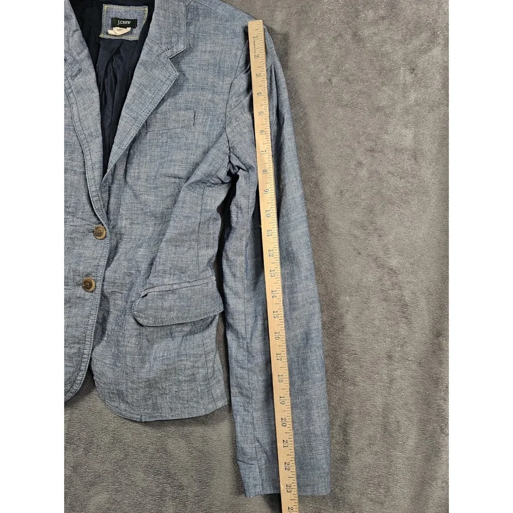J.Crew Schoolboy Blazer Womens 4‎ Blue Chambray Cotton 2 Button Jacket